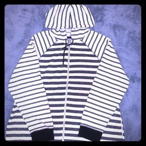 Style & Co Black & White Striped Hoodie